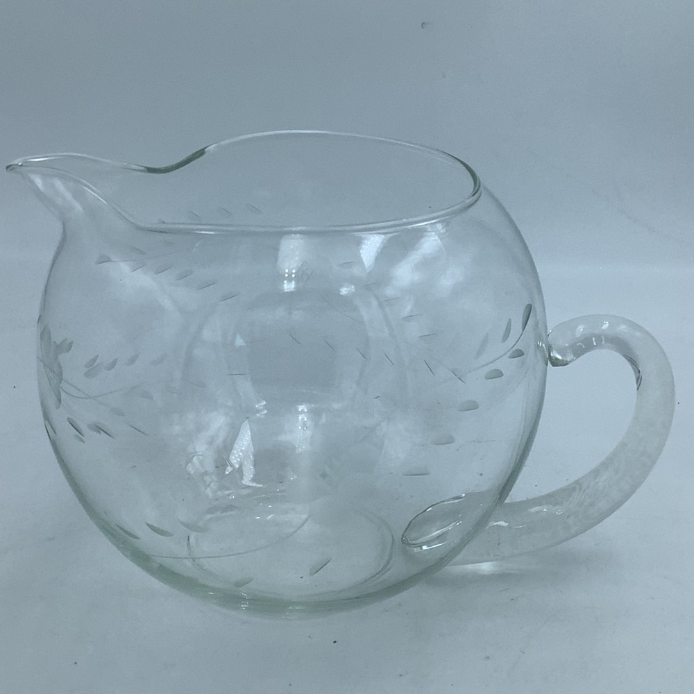 Etched Glass Ball Pitcher